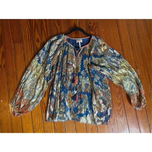 Anthropologie Verb Pallavi Singhee Stephania Shimmer Peasant Blouse XS, MP $188 - Picture 9 of 16